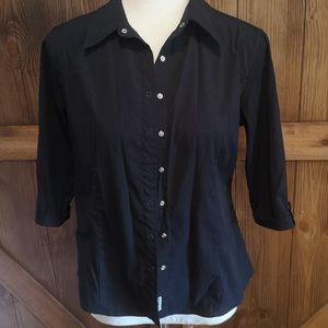 ⭐️5/$20 90s vintage Point Zero 3/4 sleeve snap button blouse work shirt career